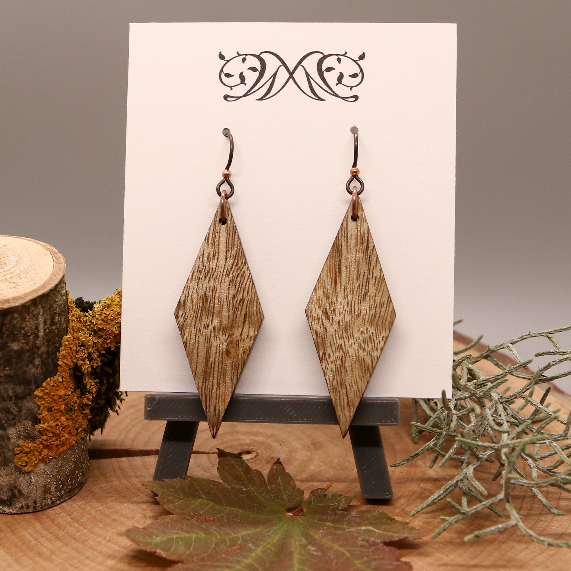 Long Diamond Earrings - Myrtle wood