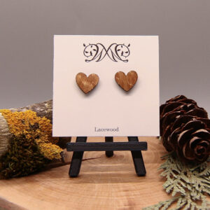 Heart Stud Earrings - Exotic Lacewood