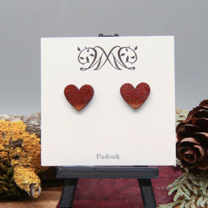 Heart Stud Earrings - Exotic Padouk