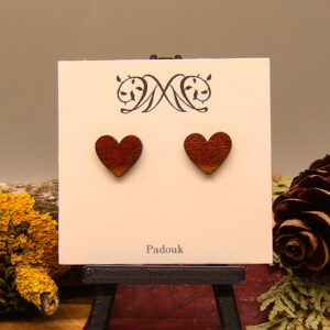 Heart Stud Earrings - Exotic Padouk