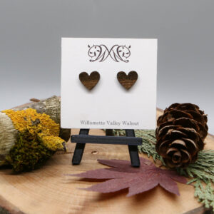 Heart Stud Earrings - Willamette Valley Walnut