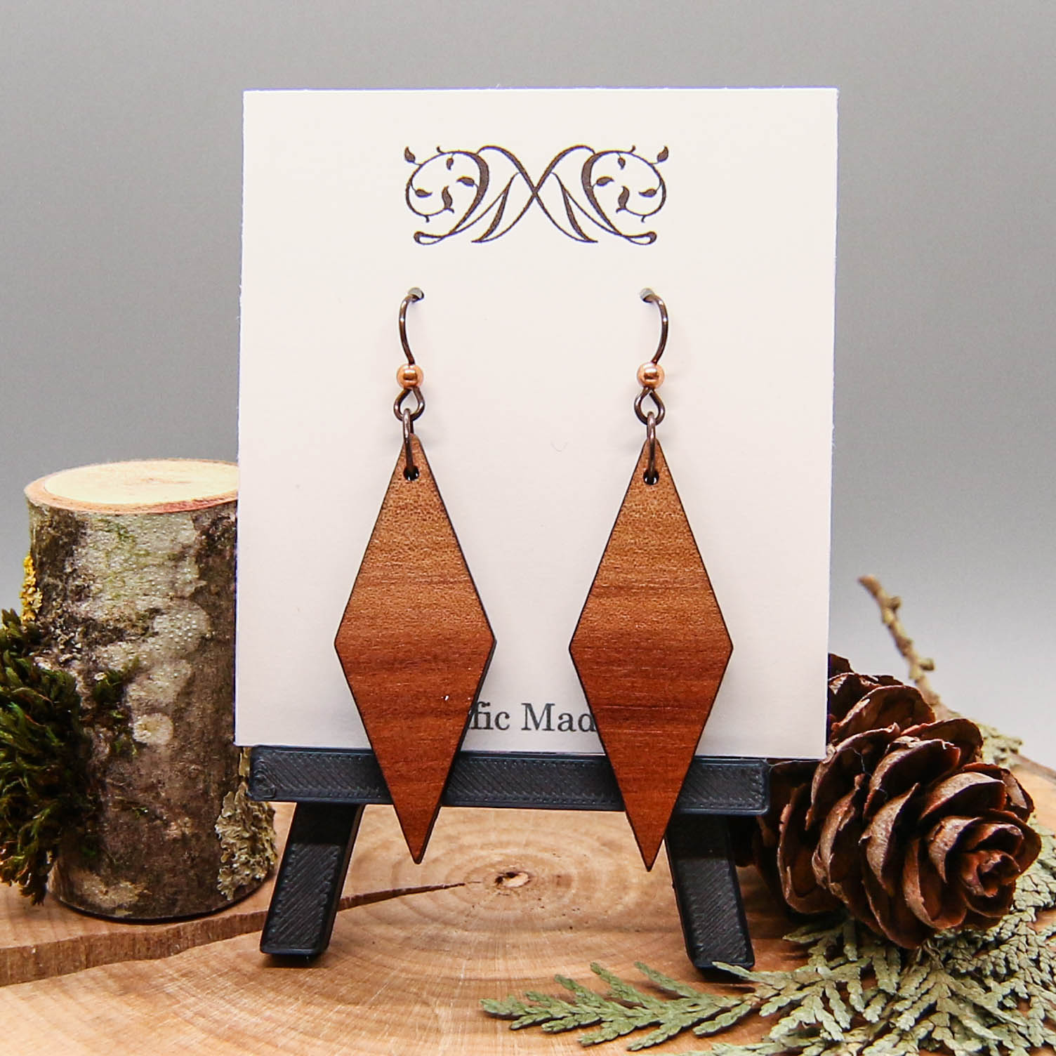 Long Diamond Earrings - Pacific Madrone