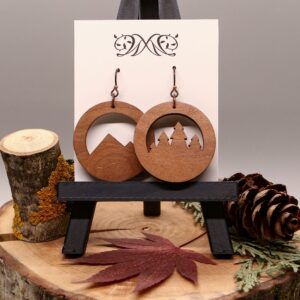 Tree and Mountain Earrings - Pacific Madrone