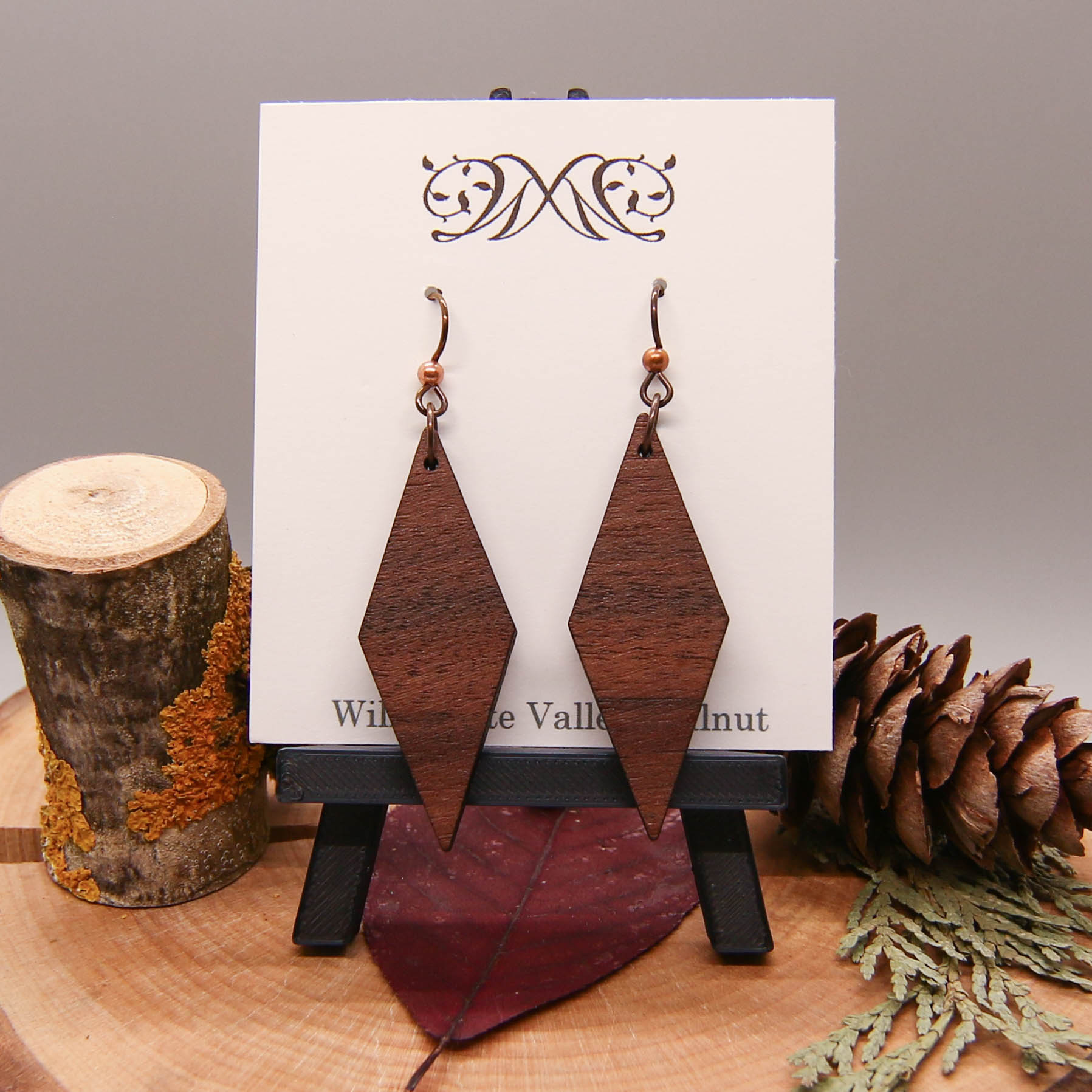Long Diamond Earrings - Walnut