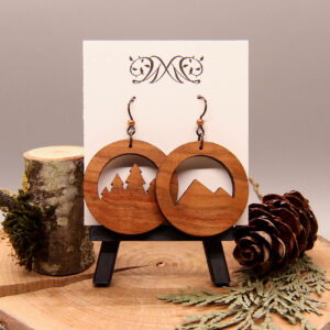 Tree and Mountain Earrings - Cherrywood