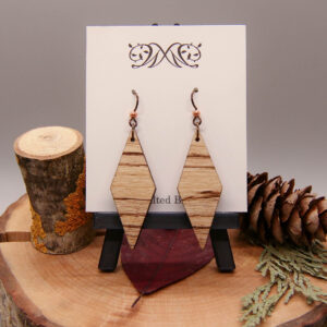 Long Diamond Earrings - Spalted Birch