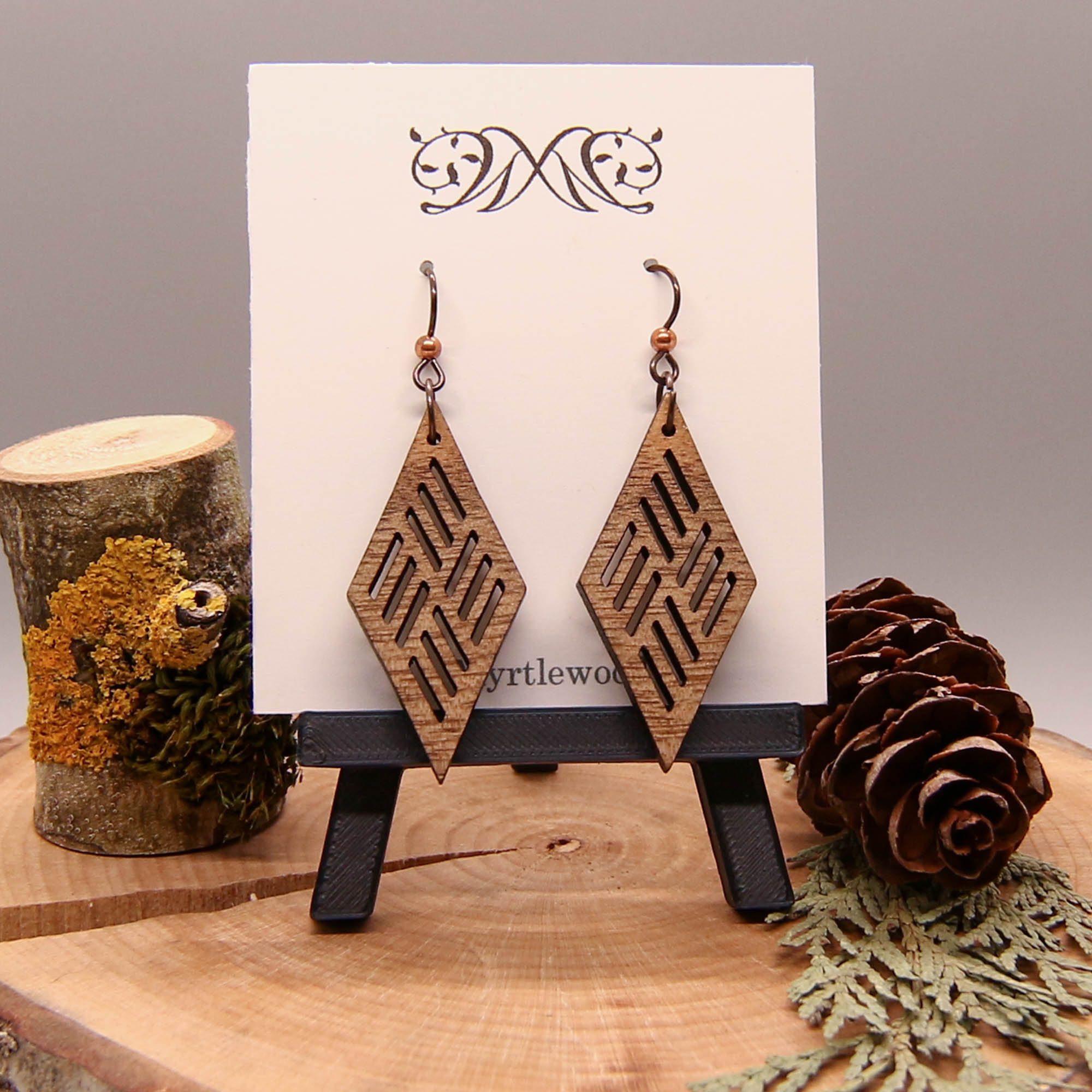 Diamond Weave Earrings - Myrtle Wood