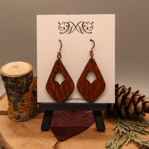Dangling Heart Earrings - Exotic Lacewood