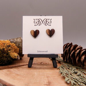 Heart Stud Earrings - Exotic Zebrawood