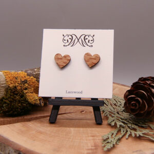 Heart Stud Earrings - Exotic Lacewood