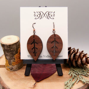 Leaf Dangle Earrings - Walnut