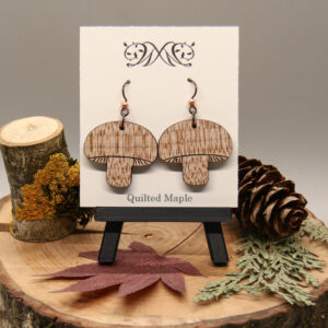 Mushroom Earring - Quilted Maple