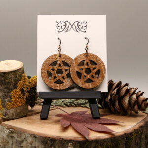 Pentacle Dangle Earrings - Quilted Maple