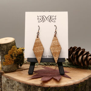 Long Diamond Earrings - Quilted Maple