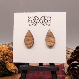 Teardrop Stud Earrings - Solid Hardwood