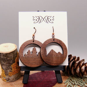 Tree and Mountain Earrings - Willamette Valley Walnut